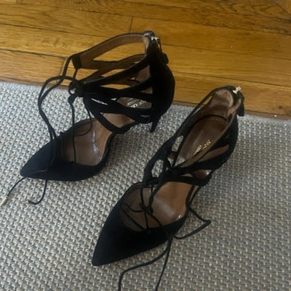 AQUAZZURA Belgravia Suede Black Strappy Heels Stiletto - BRAND NEW NEVER WORN - Picture 15 of 15